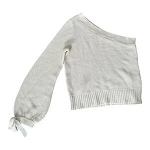 Becca Tilly x Bar III Cream Knit One Shoulder Sweater // Size M